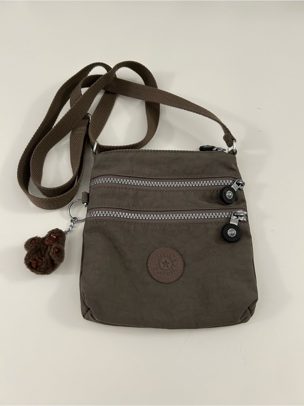 Kipling Small Heidi Taupe Brown Crossbody Bag with Key Chain